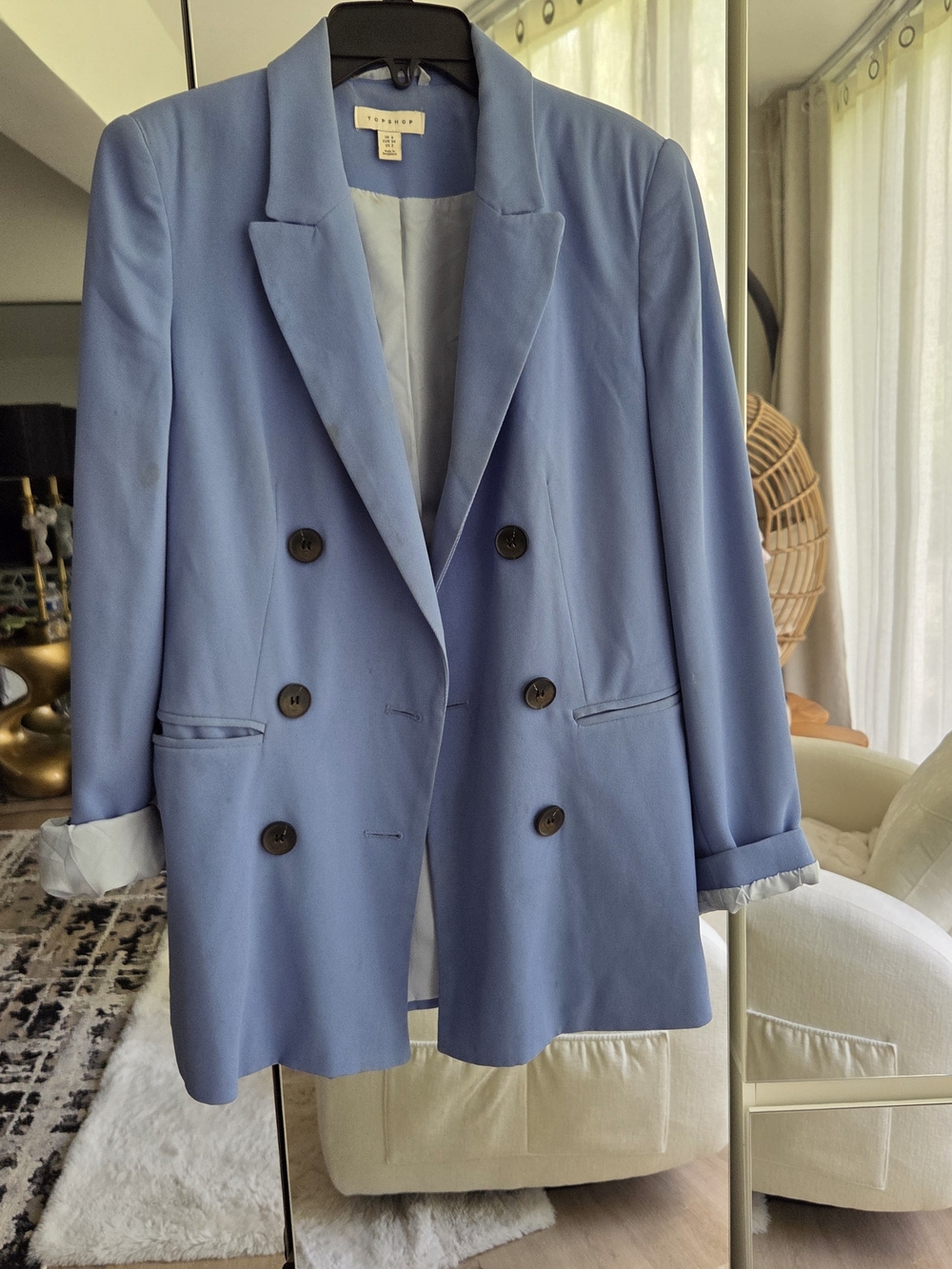 Topshop Light Blue Double-Breasted Blazer